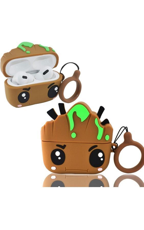 Airpods Case Soft Silicone Cover With Hook Clip For Airpods (Groot)