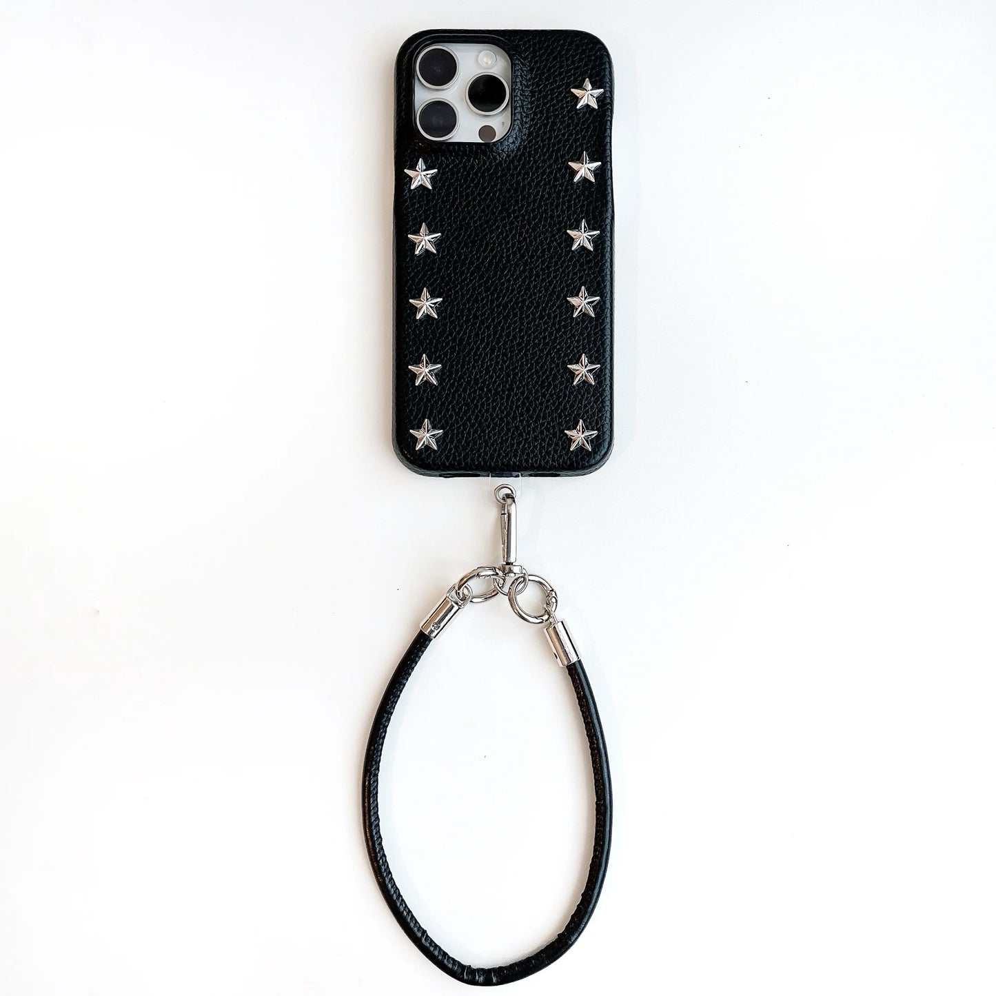 Luxury Studded Leather Phone Case with Detachable Strap