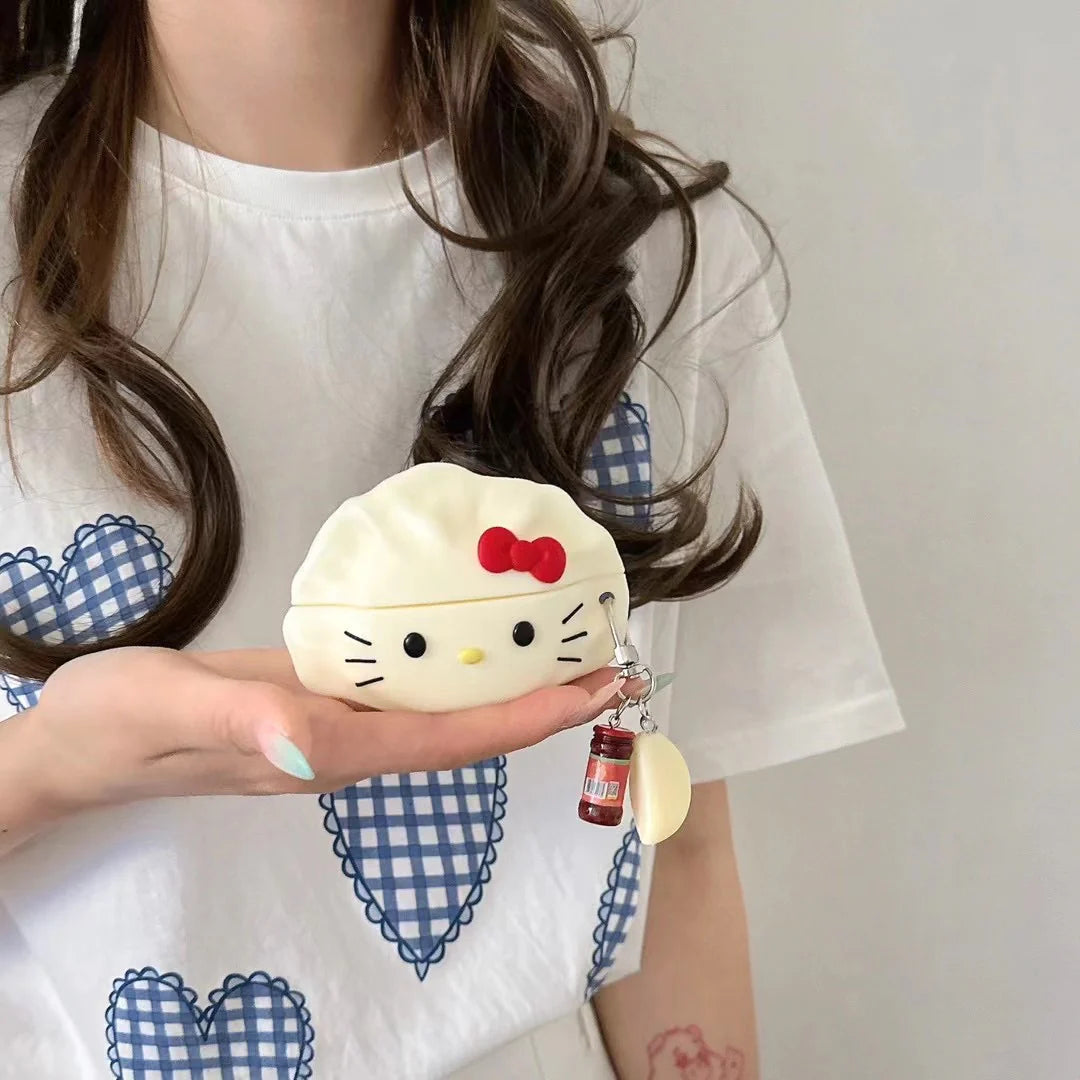 3D Cute Kitty Dumpling Silicone AirPods Case