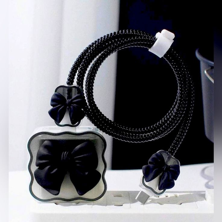 Cute Cartoon Series Fast Charger Protector for iPhone(Black Bow)