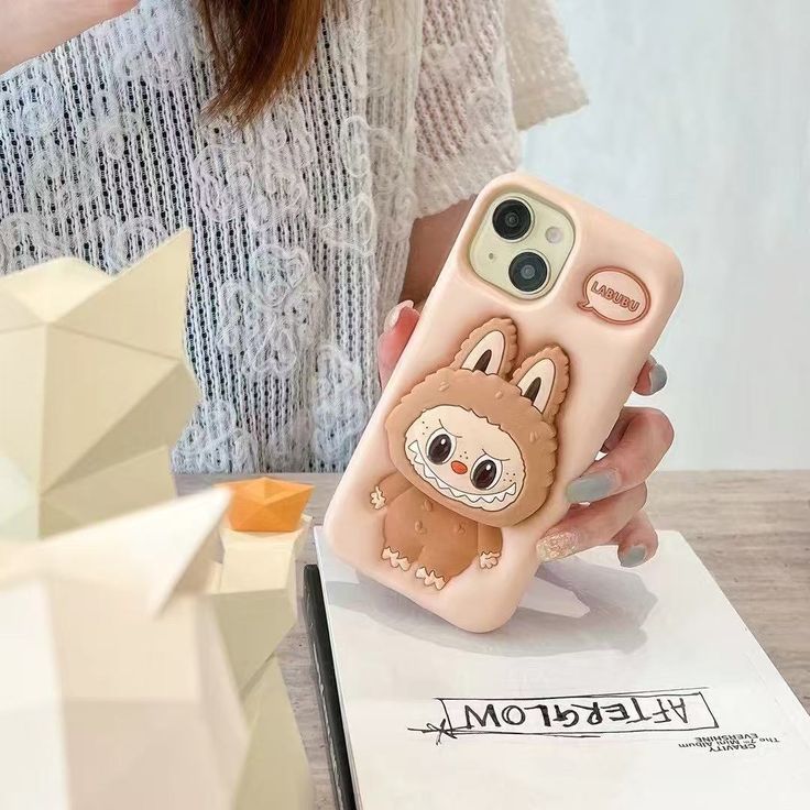 Cocoa Labubu Silicone With Pop Stand Phone Case