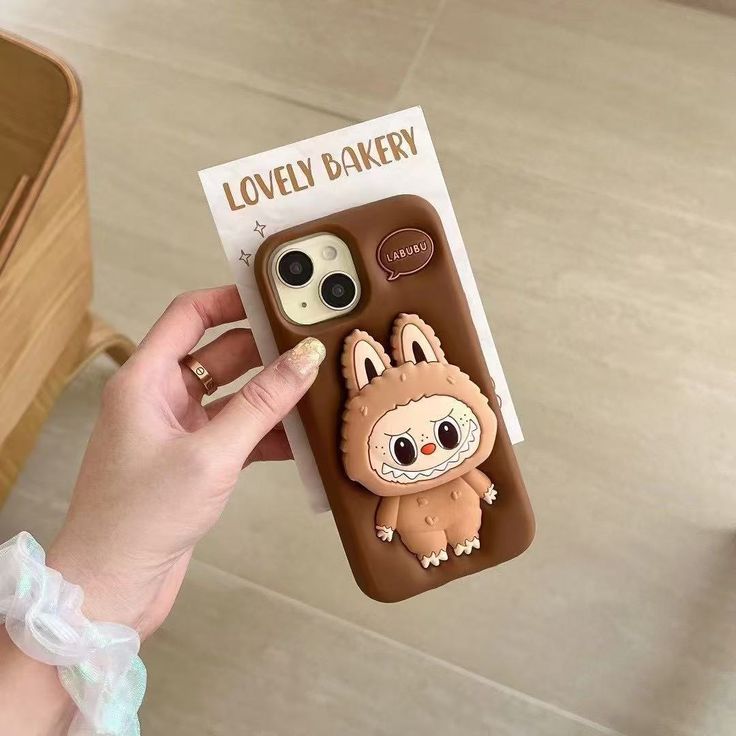 Cocoa Labubu Silicone With Pop Stand Phone Case