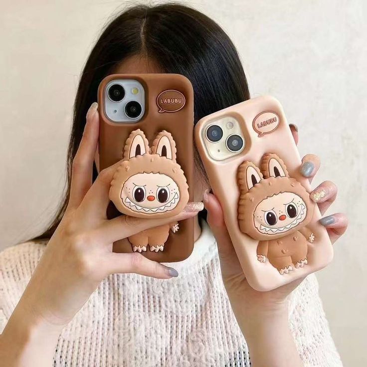 Cocoa Labubu Silicone With Pop Stand Phone Case