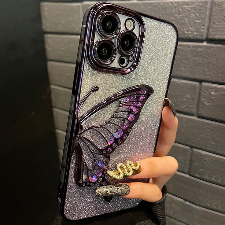 Luxury Glitter Butterfly Designer Phone Case For iPhone