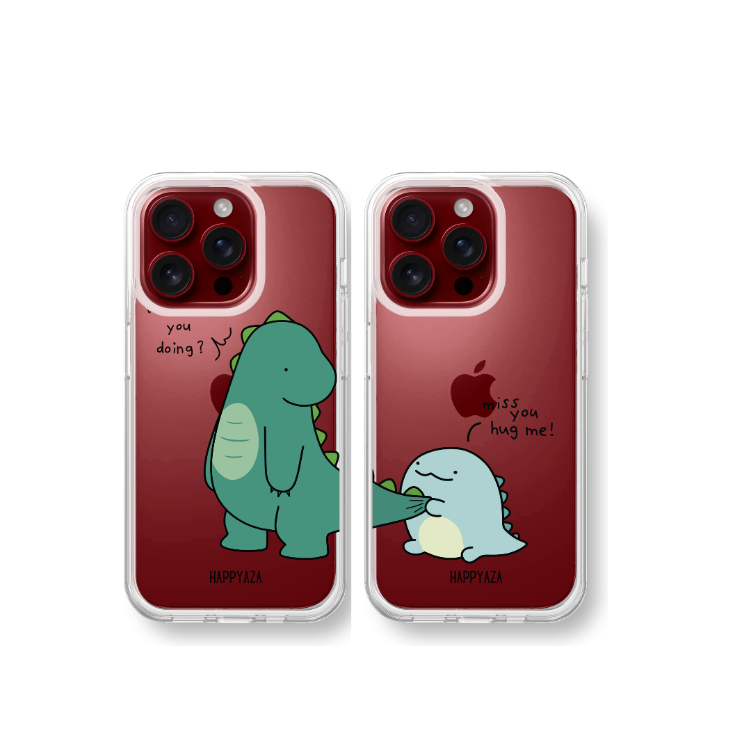 Cute Dinosaur Couple Silicone Phone Case
