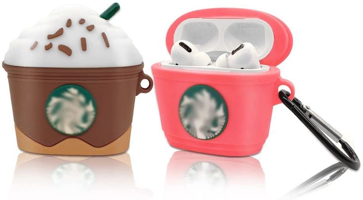 Airpods Case Soft Silicone Cover With Hook Clip For Airpods (Starbucks)