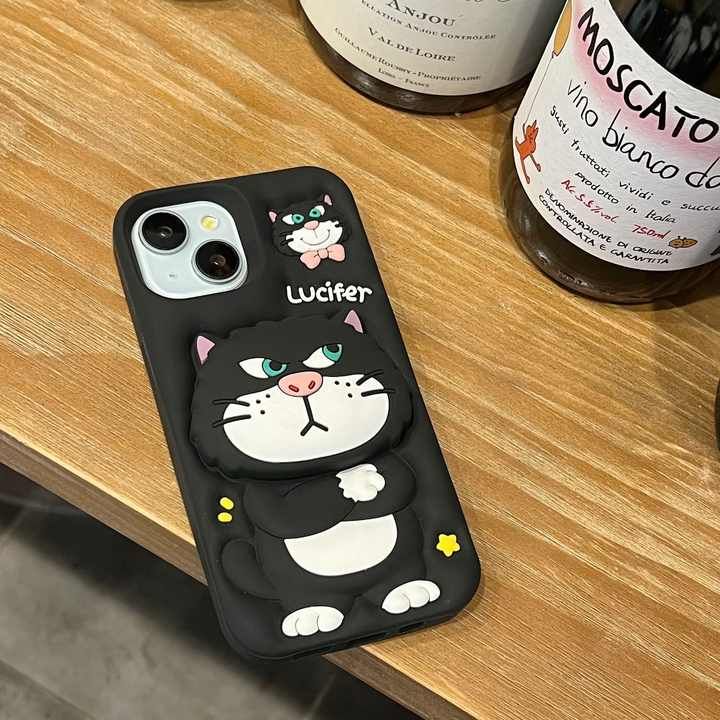Cute Little Cat Silicone With Pop Stand Phone Case