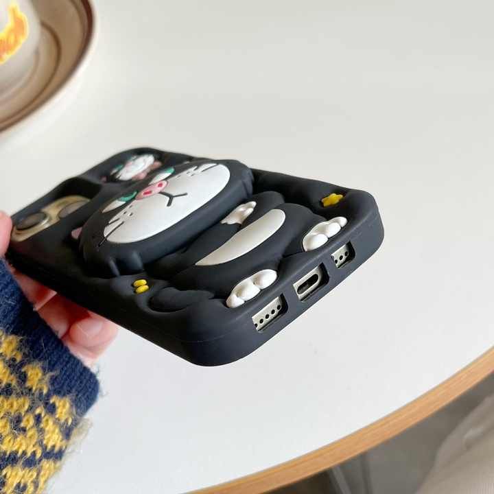 Cute Little Cat Silicone With Pop Stand Phone Case