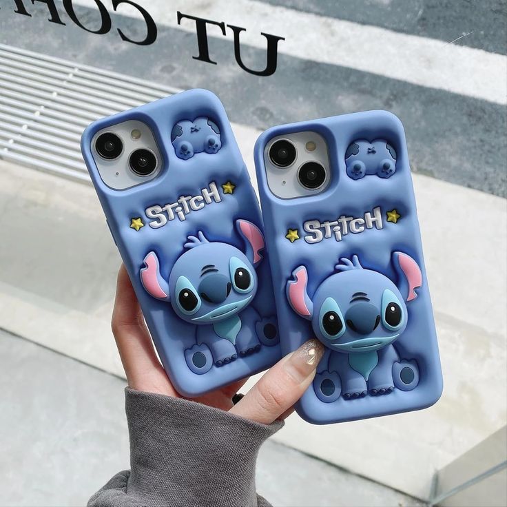 Cute Cartoon Stitch Silicone With Pop Stand Phone Case
