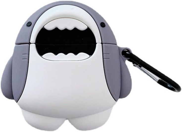 Airpods Case Soft Silicone Cover With Hook Clip For Airpods (Cute Shark)