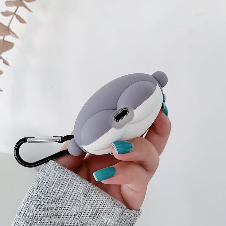 Airpods Case Soft Silicone Cover With Hook Clip For Airpods (Cute Shark)