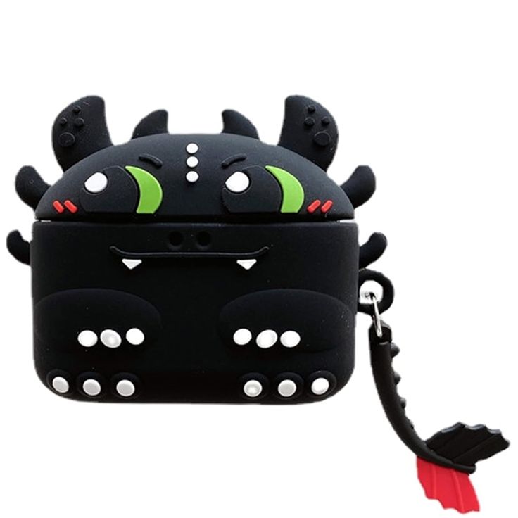 Airpods Case Soft Silicone Cover With Hook Clip For Airpods (Black Dragon)