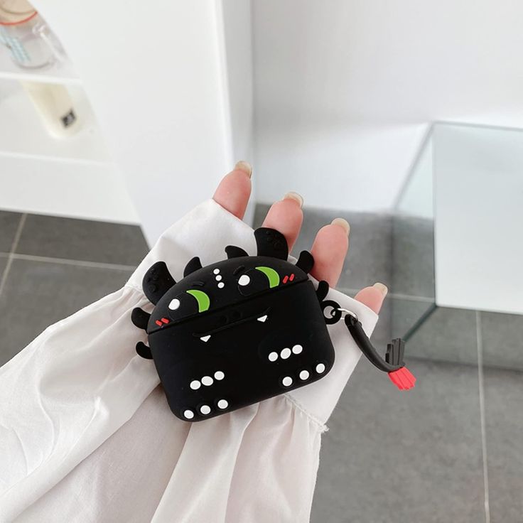 Airpods Case Soft Silicone Cover With Hook Clip For Airpods (Black Dragon)