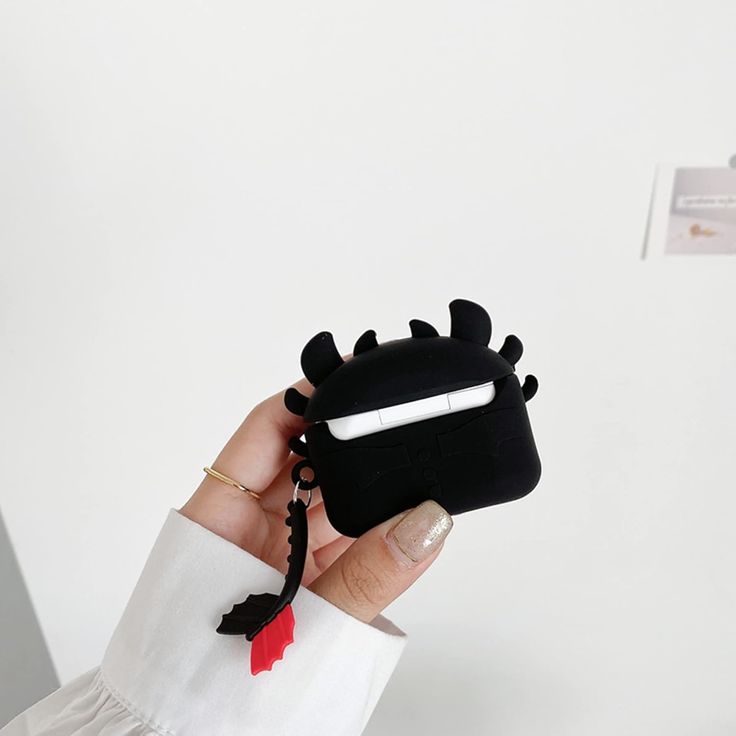 Airpods Case Soft Silicone Cover With Hook Clip For Airpods (Black Dragon)