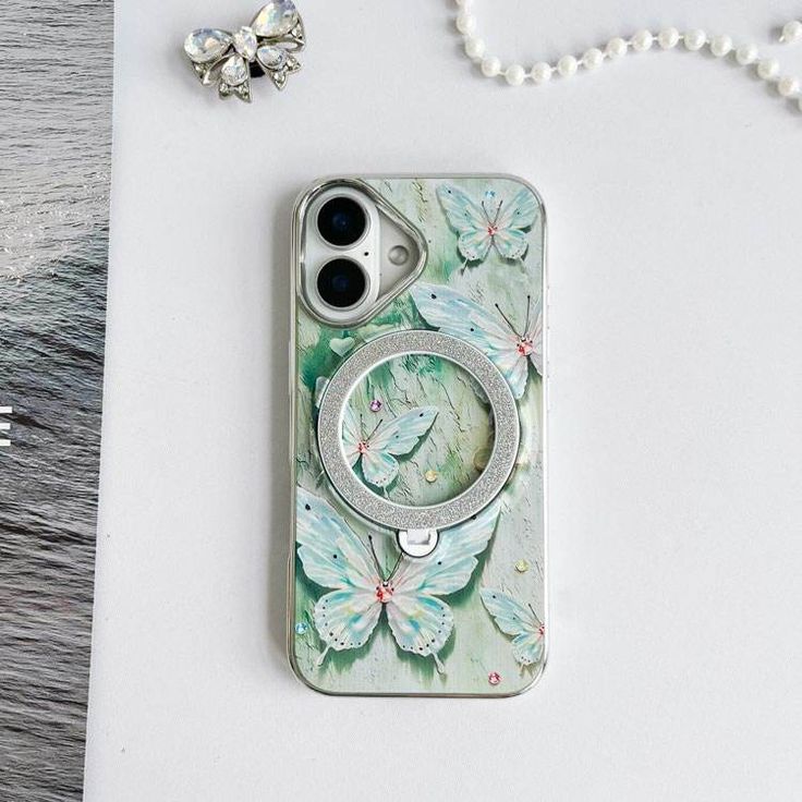 Elegant Floral Printed With Magsafe Stand Phone Case