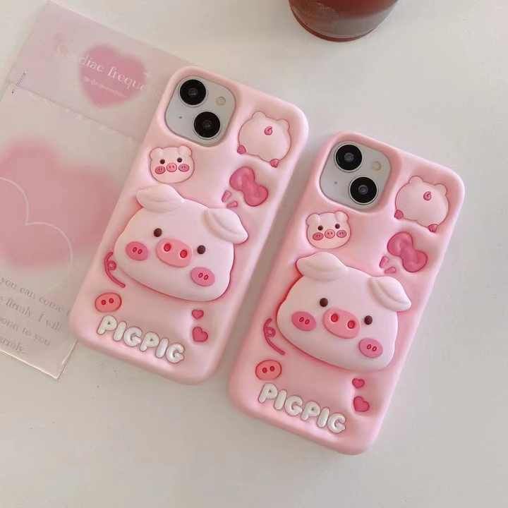 Pig Pig Silicone With Pop Stand Phone Case