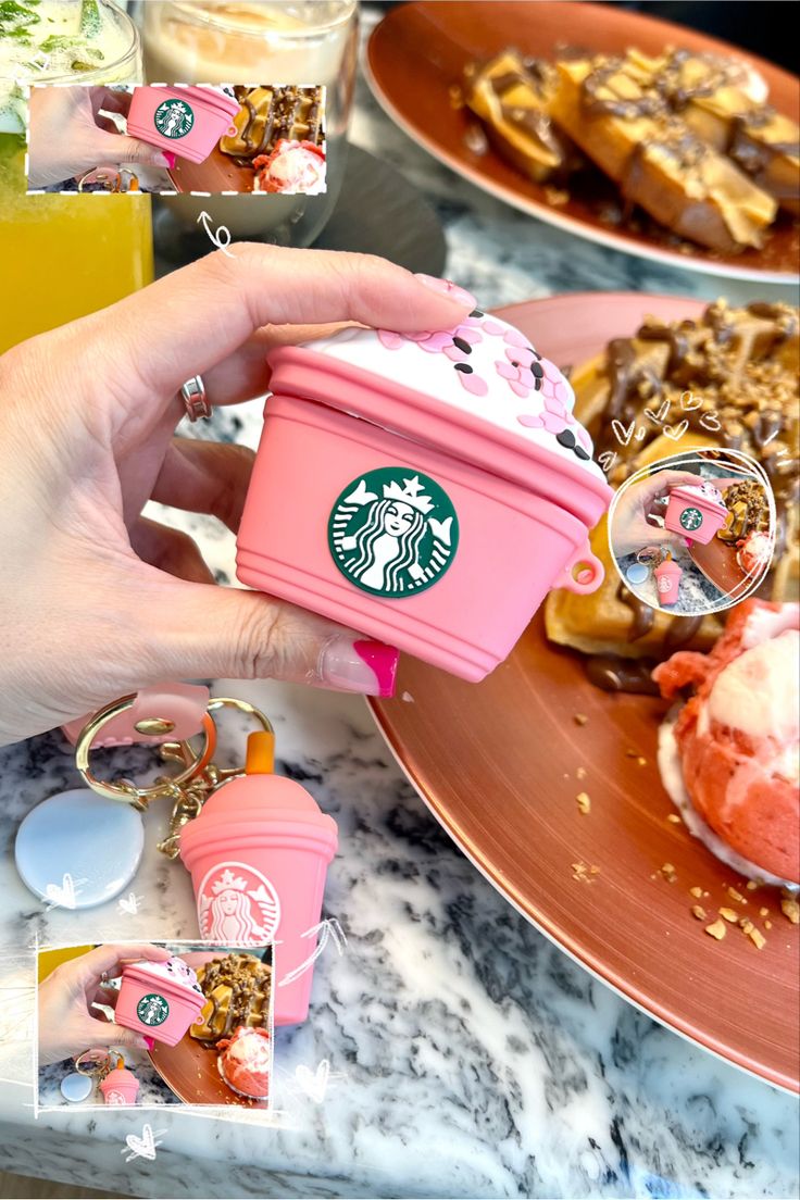 Airpods Case Soft Silicone Cover With Hook Clip For Airpods (Starbucks)