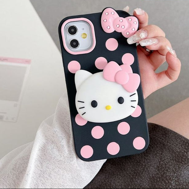Bow Kitty Silicone With Pop Stand Phone Case