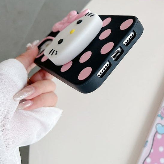 Bow Kitty Silicone With Pop Stand Phone Case