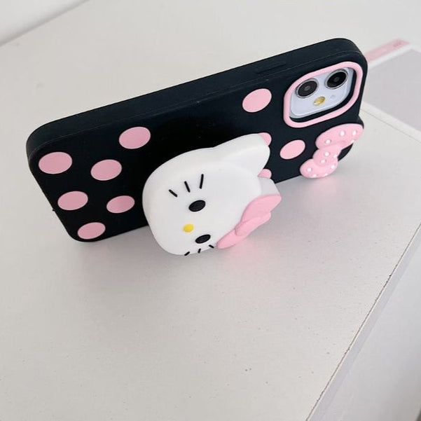 Bow Kitty Silicone With Pop Stand Phone Case