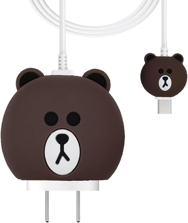 Cute Cartoon Series Fast Charger Protector for iPhone (Brown Bear)