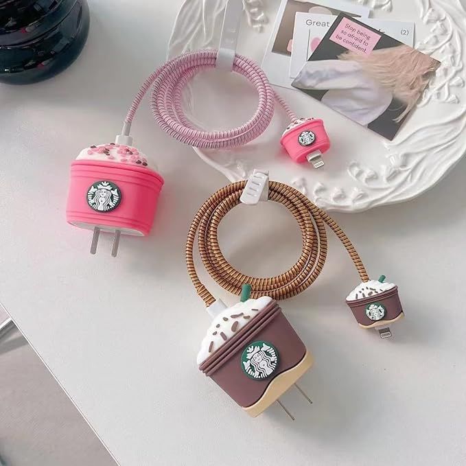 Cute Cartoon Series Fast Charger Protector Case(Starbucks Ice Cream)