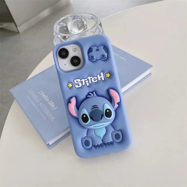 Cute Cartoon Stitch Silicone With Pop Stand Phone Case