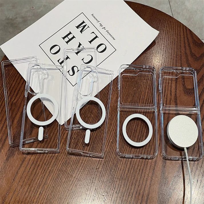 Clear Transparent Magnetic MagSafe Flip & Fold Phone Case