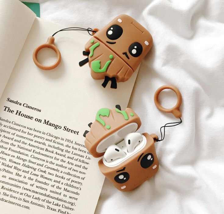 Airpods Case Soft Silicone Cover With Hook Clip For Airpods (Groot)