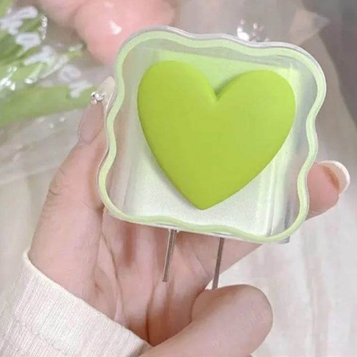 Cute Cartoon Series Fast Charger Protector for iPhone (Green Heart)