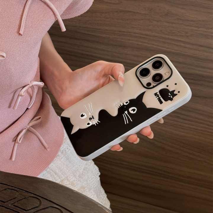 Splicing Cat Animal Cartoon Silicone Phone Case for iPhone