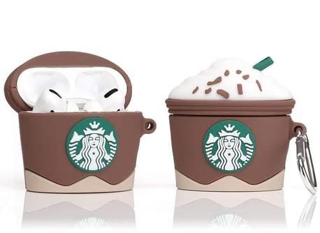 Airpods Case Soft Silicone Cover With Hook Clip For Airpods (Starbucks)
