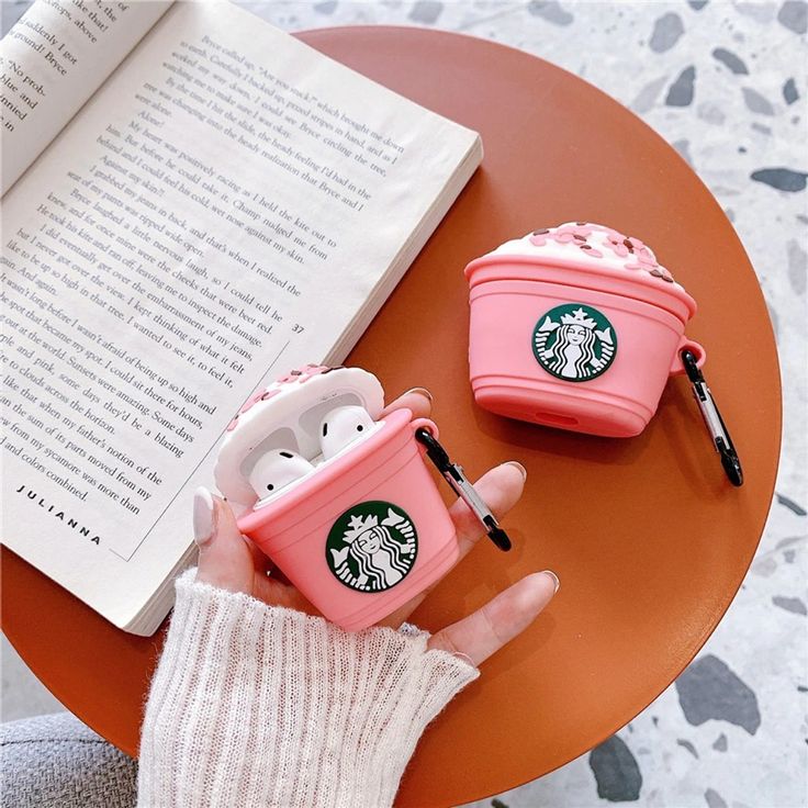 Airpods Case Soft Silicone Cover With Hook Clip For Airpods (Starbucks)