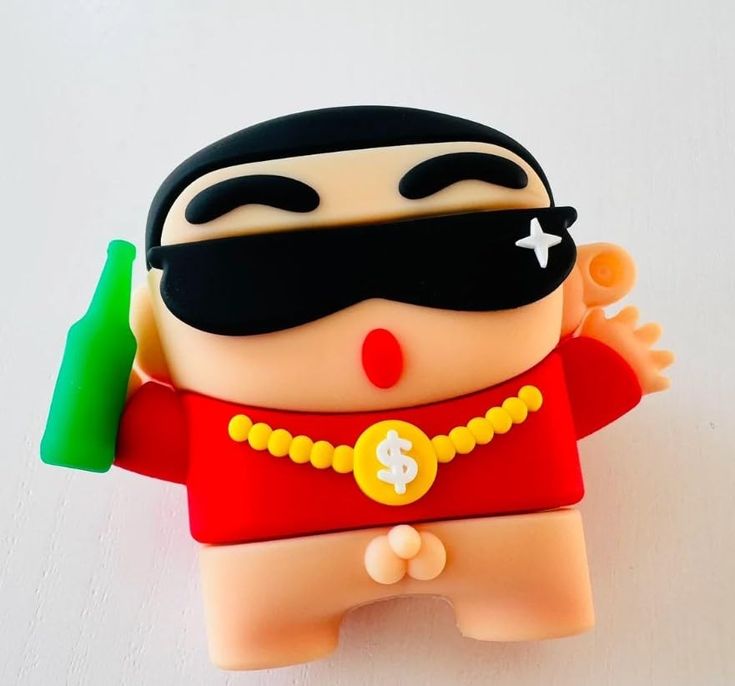 Airpods Case Soft Silicone Cover With Hook Clip For Airpods (Crayon Shinchan)