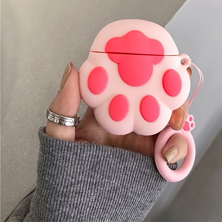 Airpods Case Soft Silicone Cover With Hook Clip For Airpods (Cute Paw Claw)