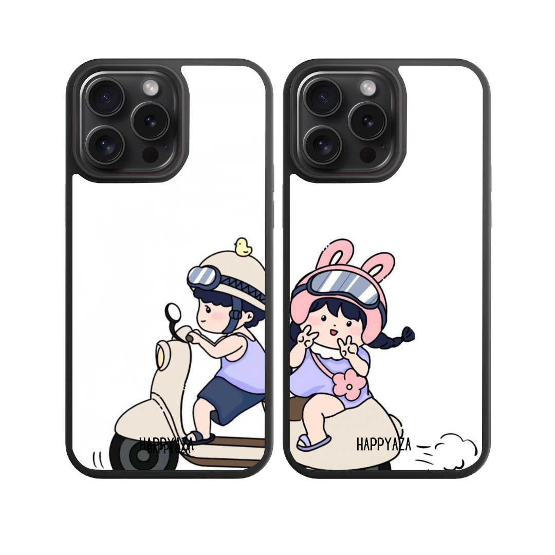 Loving Couple On A Scooter Stock Illustration Phone Case