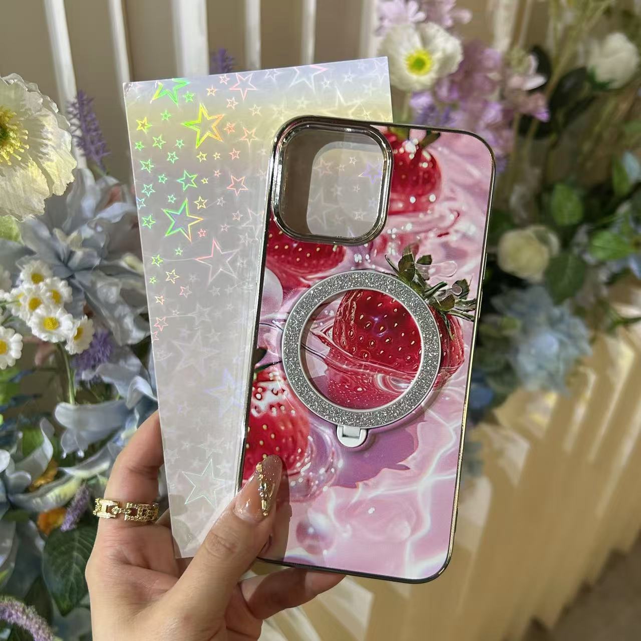 Elegant Floral Printed With Magsafe Stand Phone Case