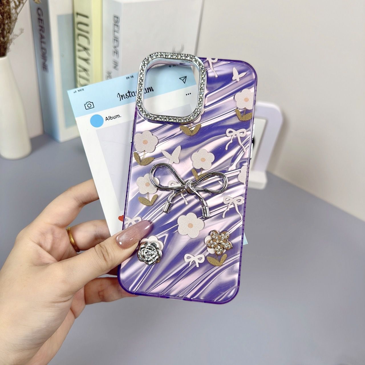 Floral Frost Bow For Phone Case