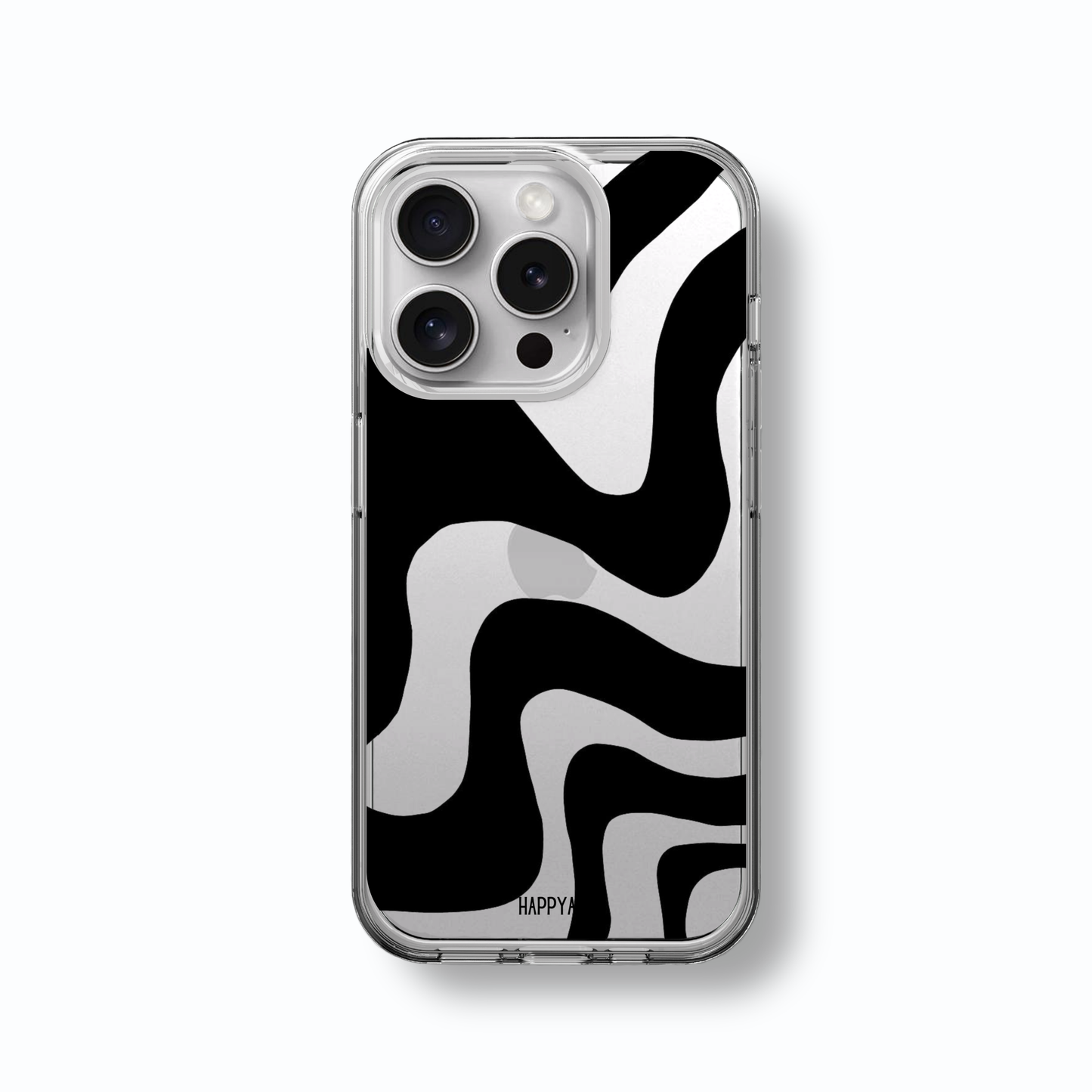 Black White Striped Swirl Lines soft Silicone Phone Case