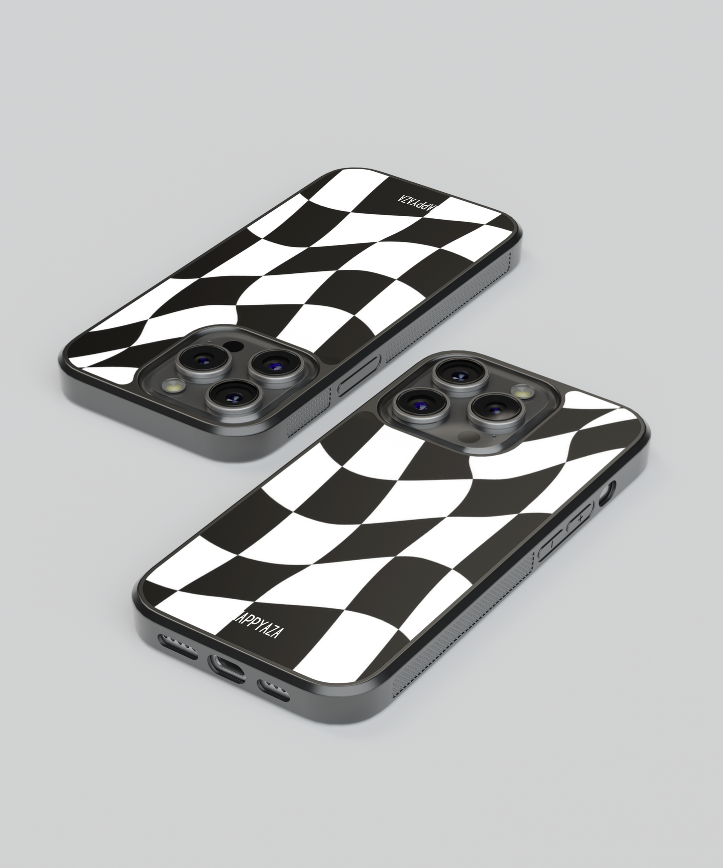 Black & White Wavy Checks Designer Phone Case