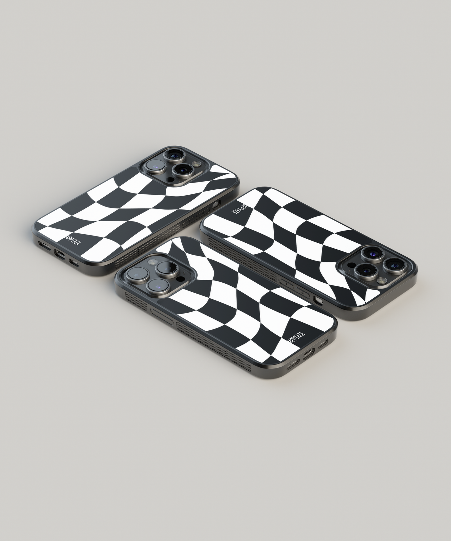 Black & White Wavy Checks Designer Phone Case