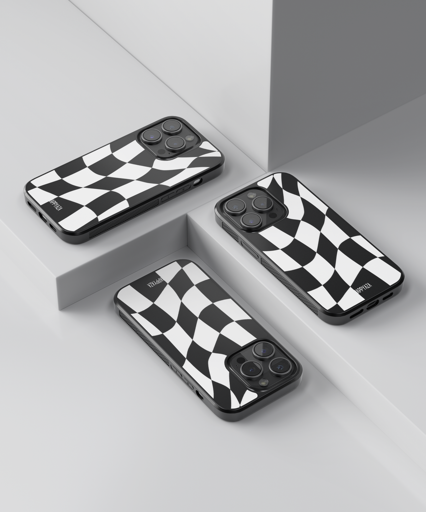 Black & White Wavy Checks Designer Phone Case