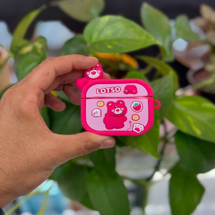 Airpods Case Soft Silicone Cover With Hook Clip For Airpods (Strawberry Bear)