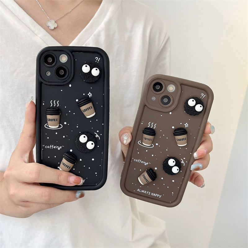 Cartoon Smile With Coffee Cup Soft Silicone Case For Samsung