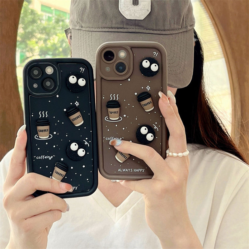 Cartoon Smile With Coffee Cup Soft Silicone Case For Samsung