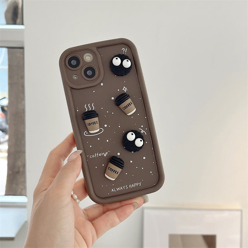 Cartoon Smile With Coffee Cup Soft Silicone Case For Samsung