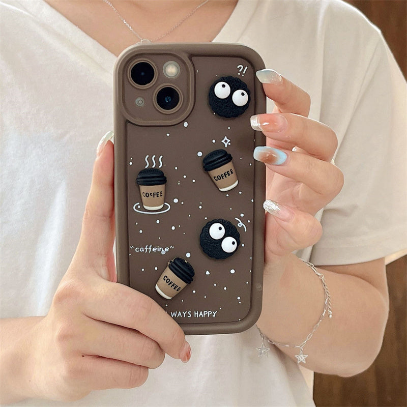 Cartoon Smile With Coffee Cup Soft Silicone Case For Samsung