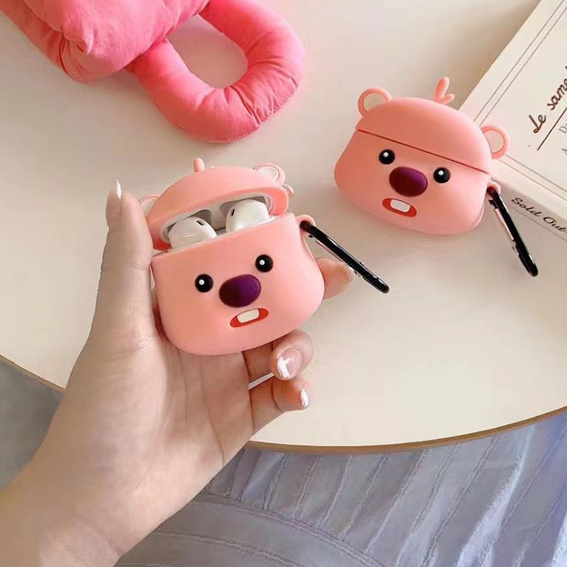 Airpods Case Soft Silicone Cover With Hook Clip For Airpods (Cute Pig)