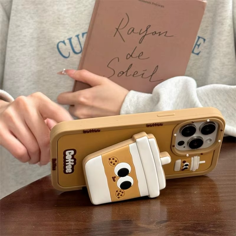 Mocha Mood Silicone With Pop Stand Phone Case