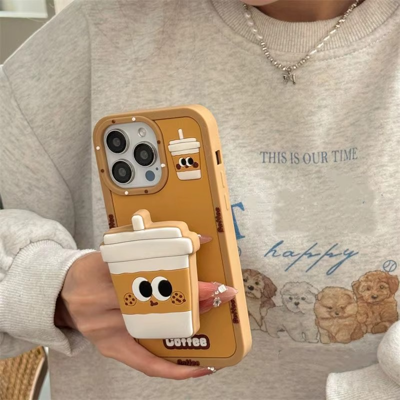 Mocha Mood Silicone With Pop Stand Phone Case